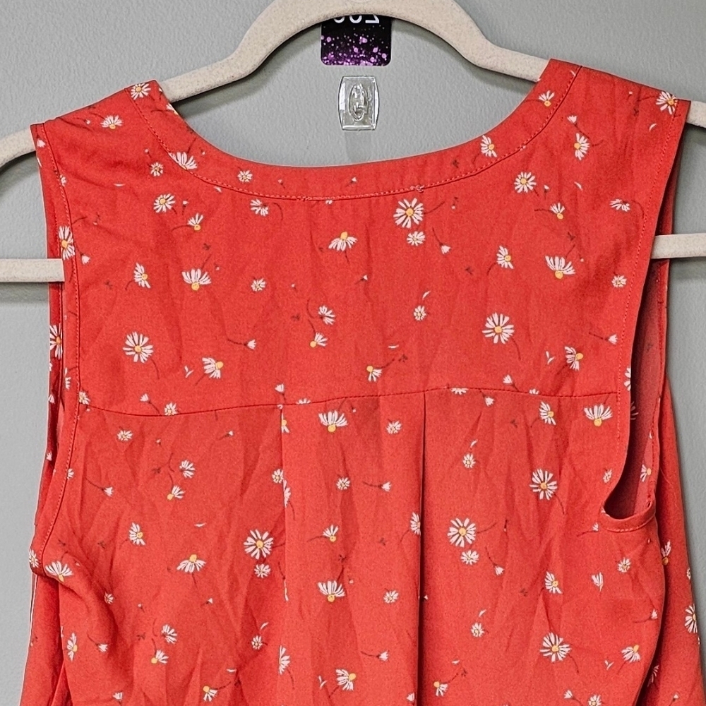 Daniel Rainn Women's Orange Sleeveless Floral Flowy Daisy Print Top, Size Small - Picture 6 of 11